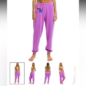 Aviator Nation purple logo sweatpants